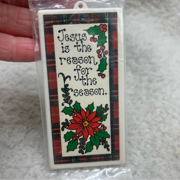 3 Praise Christmas ornaments plastic 4" Jesus is the reason vintage bag #2 - Picture 6 of 12